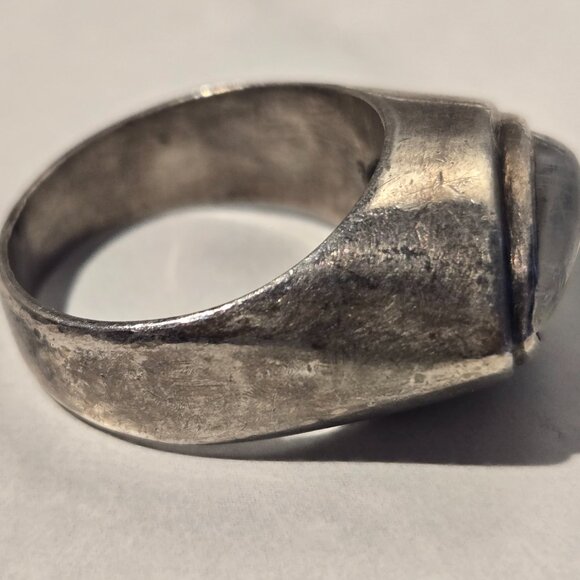 Vintage Chunky Sterling Silver Moonstone Modernist Ring - Picture 6 of 9